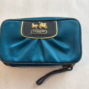 Coach 603336 Teal Satin jewelry travel pouch